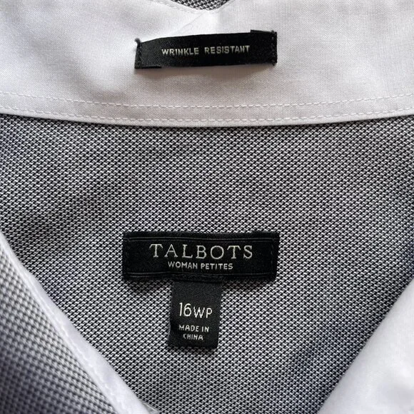 Talbots Wrinkle Resistant 16WPGray/Blue Chambray 100% Cotton Like New - Picture 6 of 6